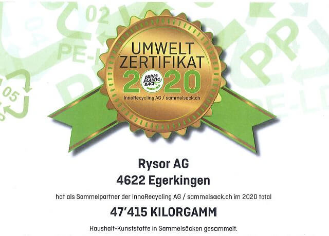 Rysor Umwelt Zertifikat 2020